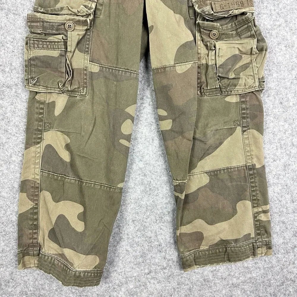 Vintage Gap Camo Cargo Pants Kids Boys Sz 7R Relaxed Straight Adjustable Waist*